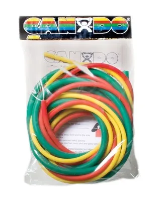 Fabrication Enterprises - CanDo Low Powder PEP Pack - 10-5380 - Exercise Resistance Tubing Set CanDo Low Powder PEP Pack Yellow / Red / Green 6 Foot Length Easy Resistance