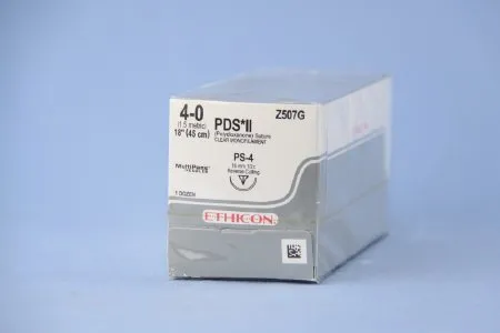 J & J Healthcare Systems - PDS II - Z507G - Absorbable Suture With Needle Pds Ii Polydioxanone Ps-4 1/2 Circle Reverse Cutting Needle Size 4 - 0 Monofilament