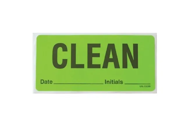 Market Lab - 13436 - Pre-printed Label Advisory Label Fluorescent Green Paper Clean Date_____initial_________ Black 1.8 X 4 Inch