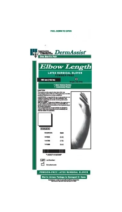 DermAssist - Innovative Healthcare - 141650 - Gloves, Surgical, Size 6&frac12;, Latex, Sterile, PF, Textured, Elbow Length (18&frac12;"), 25 pr/bx
