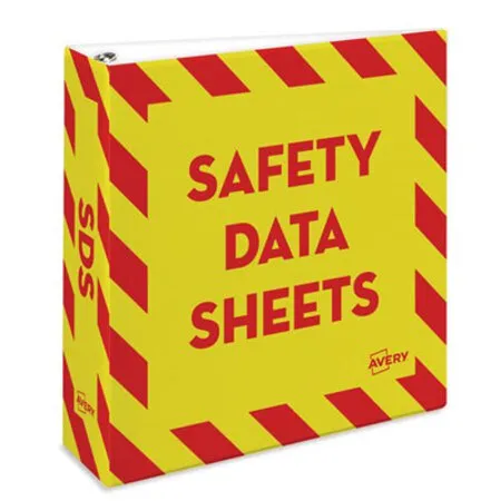 Avery - Ave-18952 - Heavy-Duty Preprinted Safety Data Sheet Binder, 3 Rings, 3 Capacity, 11 X 8.5, Yellow/Red