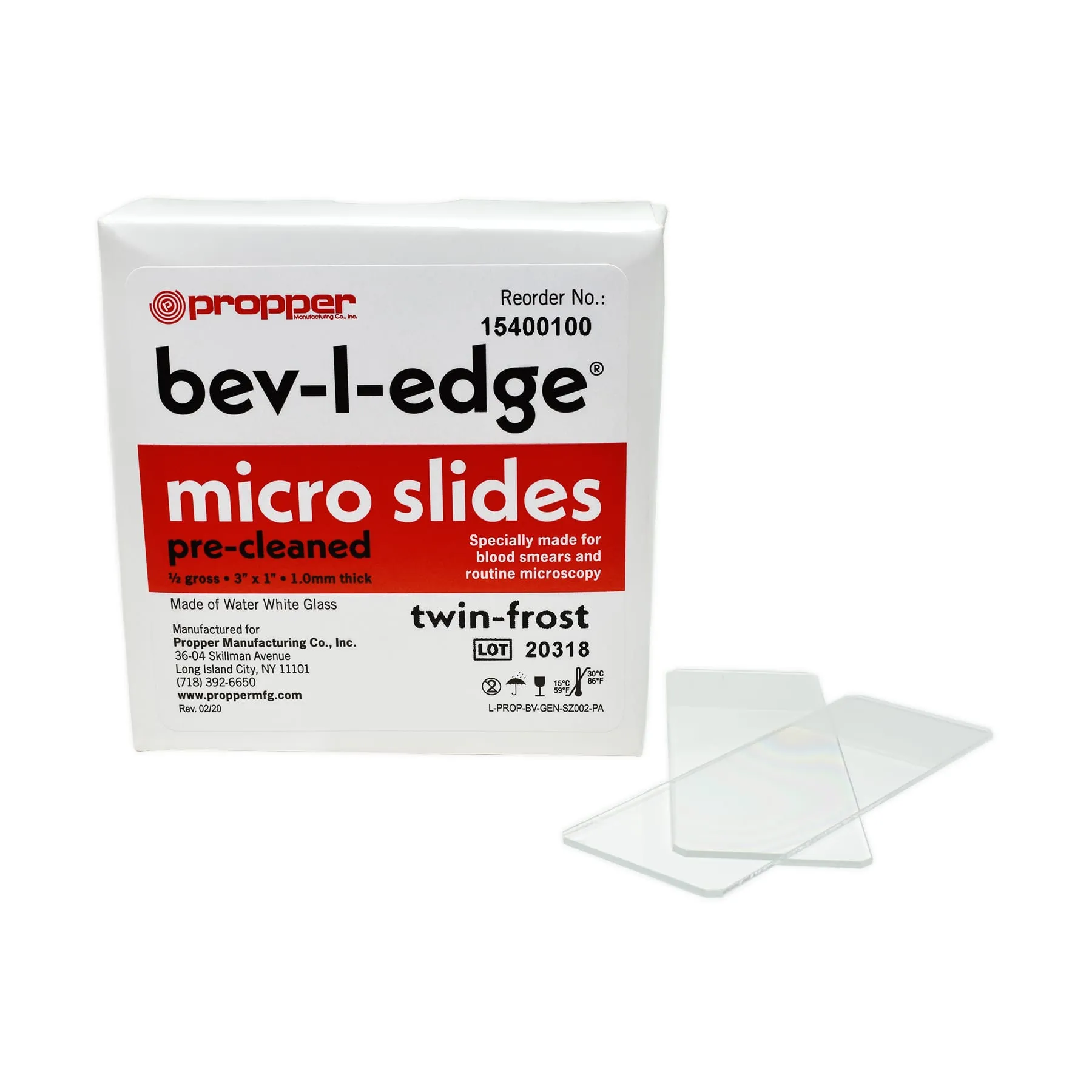 Propper - From: 15300100 To: 15400100 - Manufacturing Bev l edge Microscope Slides