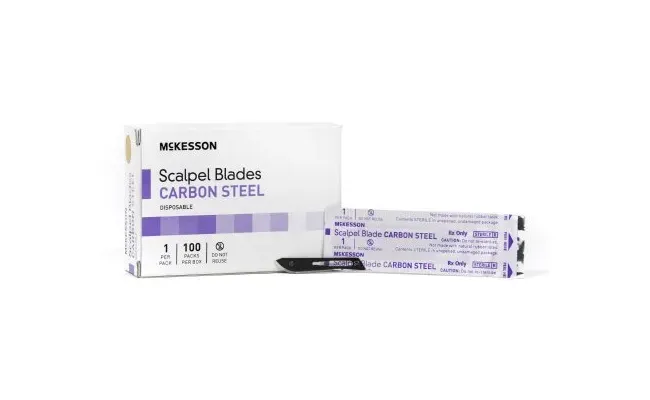 McKesson - 16-63710 - Brand Surgical Blade Brand Carbon Steel No. 10 Sterile Disposable Individually Wrapped