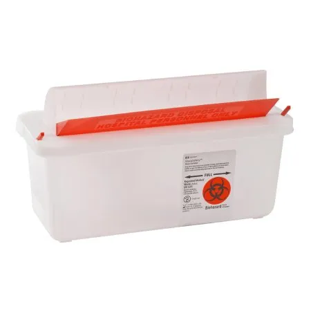 Cardinal - In-Room - 85121 - Sharps Container In-Room Translucent Base 11 H X 10-3/4 W X 4-3/4 D Inch Horizontal Entry 1.25 Gallon