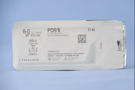 J & J Healthcare Systems - PDS II - Z149H - Absorbable Suture With Needle Pds Ii Polydioxanone Rb-2 1/2 Circle Taper Point Needle Size 6 - 0 Monofilament