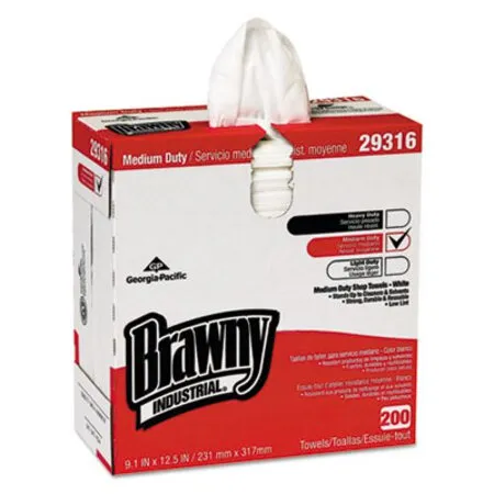 Brawny Professional - GPC-29316 - Lightweight Disposable Shop Towel, 9.1 X 12.5, White, 200/box