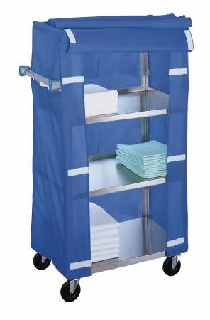 Lakeside Manufacturing - 332 - Linen Cart With Cover 4 Shelves 300 Lbs. Weight Capacity Stainless Steel 3-1/2 Inch Swivel Casters