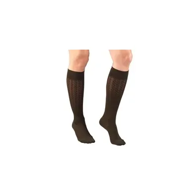 Truform - 1975BN-L - Womens Cable Patten Knee High-15-20 Gradient-Brown