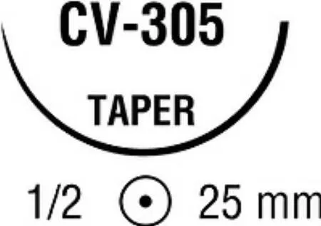 Covidien - Ti-Cron - 88862914-51 - Nonabsorbable Suture With Needle Ti-Cron Polyester Cv-305 1/2 Circle Taper Point Needle Size 2 - 0 Braided
