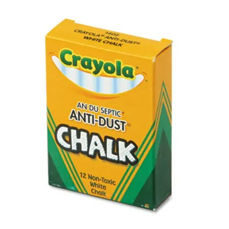 Crayola - CYO-501402 - Nontoxic Anti-dust Chalk, 3 X 0.31 Diameter, White, 12 Sticks/box