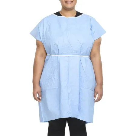 Graham Medical - 70260N - Scrim Tiss Gown  36" X 45"  Blue  Sewn Shoulder  Ties  25-cs -136 cs-plt- -Item is on Manufacturer backorder with an expected release date of July-