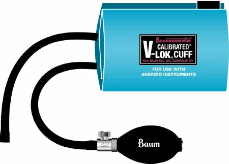 W.A. Baum - Calibrated V-Lok - 1820AC - Reusable Blood Pressure Cuff And Bulb Calibrated V-lok 25 To 35 Cm Arm Polyester Fabric Cuff Adult Cuff