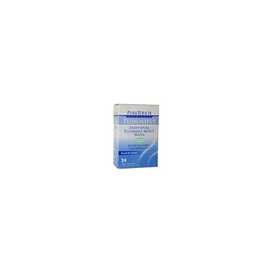 PureTouch Skin Care - 209011 - Flushable Moist Wipes with Aloe Vera & Vitamin E Tush Wipes Single Use Packet 24 count