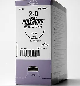 Covidien - Polysorb - L-12 - Absorbable Suture Without Needle Polysorb Polyester Braided Size 3-0