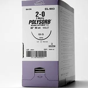 Covidien - Polysorb - L-3 - Absorbable Suture Without Needle Polysorb Polyester Braided Size 2-0