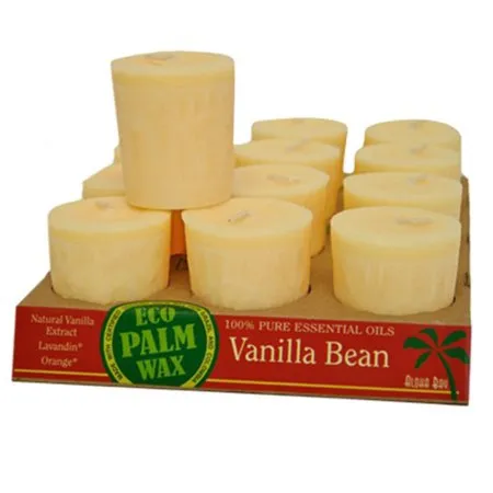 Aloha Bay - From: 225411 To: 225426 - Eco Palm Wax Candles Vanilla Bean, Cream Votive Candles 12 pack