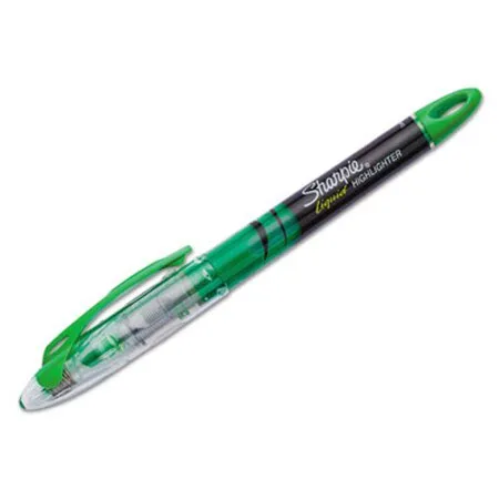 Sharpie - SAN-1754468 - Liquid Pen Style Highlighters, Fluorescent Green Ink, Chisel Tip, Green/black/clear Barrel, Dozen