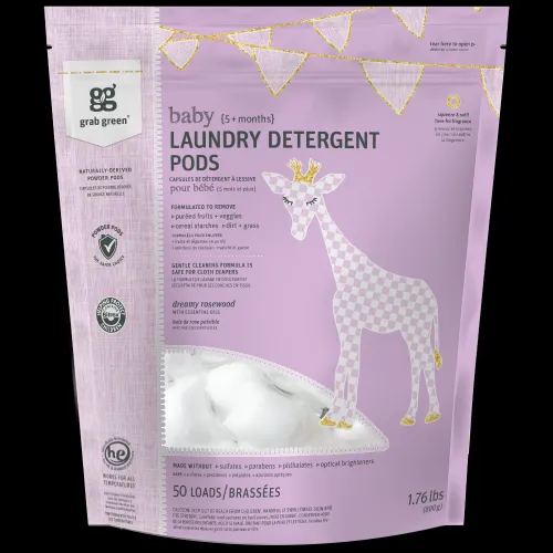 Grab Green - 233983 - Baby Laundry Powder Pods, Dreamy Rosewood 50 loads