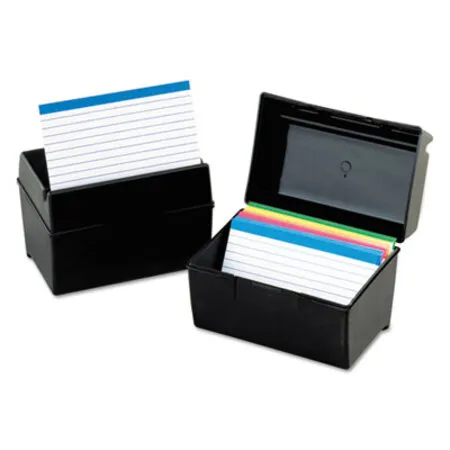 Oxford - OXF-01461 - Plastic Index Card File, Holds 400 4 X 6 Cards, 6.5 X 4.78 X 5.25, Black