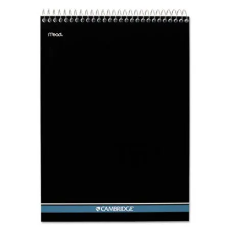 Cambridge - MEA-59006 - Stiff-back Wire Bound Pad, Wide/legal Rule, Numbered (1-28 Front, 29-56 Back), Black/blue Cover, 70 White 8.5 X 11.5 Sheets