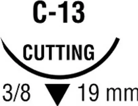 Covidien - Ti-Cron - 88863047-31 - Nonabsorbable Suture With Needle Ti-cron Polyester C-13 3/8 Circle Reverse Cutting Needle Size 4 - 0 Braided
