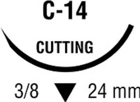 Covidien - Monosof~Dermalon - 88861799-41 - Nonabsorbable Suture With Needle Monosof~dermalon Nylon C-14 3/8 Circle Reverse Cutting Needle Size 3 - 0 Monofilament