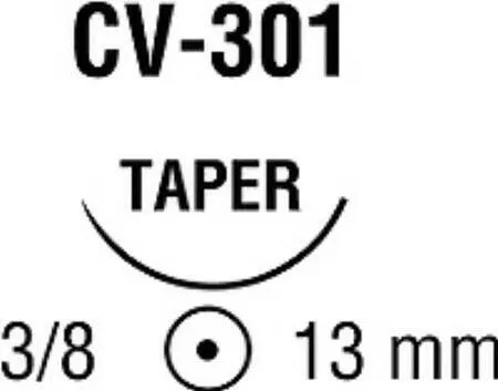 Covidien - Ti-Cron - 88863280-41 - Nonabsorbable Suture With Needle Ti-Cron Polyester Cv-301 3/8 Circle Taper Point Needle Size 3 - 0 Braided