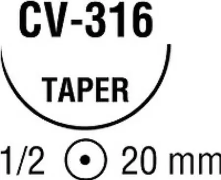 Covidien - Ti-Cron - 88863369-51 - Nonabsorbable Suture With Needle Ti-cron Polyester Cv-316 1/2 Circle Taper Point Needle Size 2 - 0 Braided