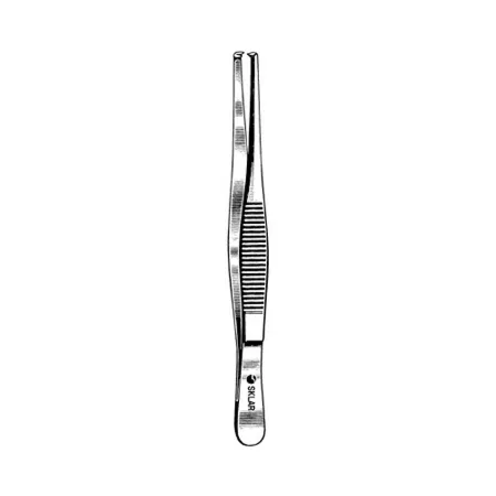 Sklar - 19-1245 - Tissue Forceps 4-1/2 Inch Length Surgical Grade Stainless Steel NonSterile NonLocking Thumb Handle Straight Serrated Tips with 1 X 2 Teeth