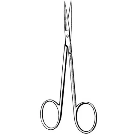 Sklar - 47-1246 - Iris Scissors Sklar 4-1/2 Inch Length Or Grade Stainless Steel Finger Ring Handle Straight Sharp Tip / Sharp Tip
