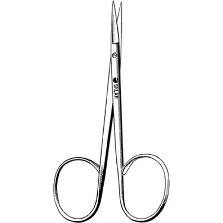 Sklar - 47-1250 - Iris Scissors Sklar 4 Inch Length Or Grade Stainless Steel Nonsterile Ribbon Style Finger Ring Handle Straight Sharp Tip / Sharp Tip