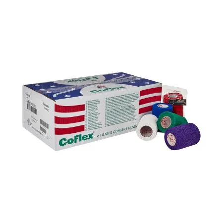 Andover Coated Products - CoFlex - 3300RB-024 - Cohesive Bandage CoFlex 3 Inch X 5 Yard Self-Adherent Closure Teal / Blue / White / Purple / Red / Green NonSterile 14 lbs. Tensile Strength