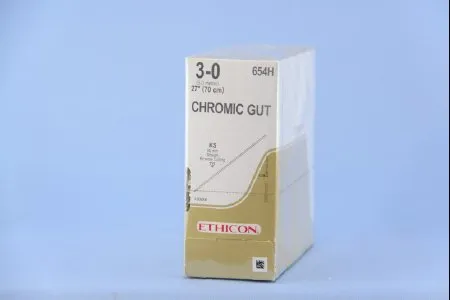 J & J Healthcare Systems - 654H - Absorbable Suture With Needle Chromic Gut Ks Straight Conventional Cutting Needle Size 3 - 0