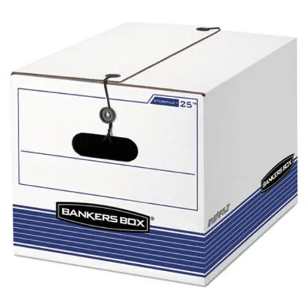 Bankers Box - FEL-0002501 - Stor/file Medium-duty Strength Storage Boxes, Letter/legal Files, 12.25 X 16 X 11, White/blue, 4/carton