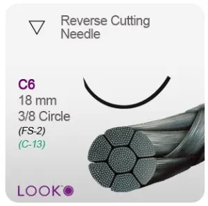 Surgical Specialties - Look - 754b - Nonabsorbable Suture With Needle Look Silk C-6 3/8 Circle Reverse Cutting Needle Size 5 - 0 Braided