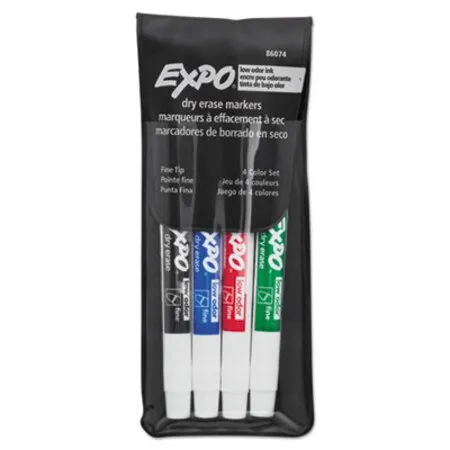 EXPO - SAN-86074 - Low-odor Dry-erase Marker, Fine Bullet Tip, Assorted Colors, 4/set