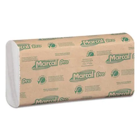 Marcal PRO - MRC-P100B - 100% Recycled Folded Paper Towels, C-fold, 1-ply, 12.88 X 10.13, White, 150/pack, 16 Packs/carton