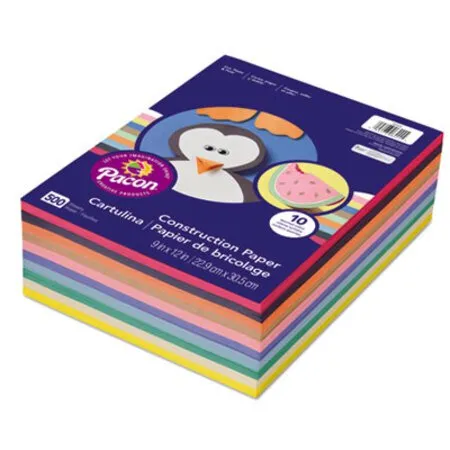 PACON - PAC-6555 - Rainbow Super Value Construction Paper Ream, 45 Lb Text, 9 X 12, Assorted, 500/pack