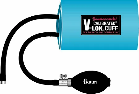 W.A. Baum - Calibrated V-Lok - 1822 - Reusable Blood Pressure Cuff And Bulb Calibrated V-lok 10 To 19 Cm Arm Polyester Fabric Cuff Infant Cuff