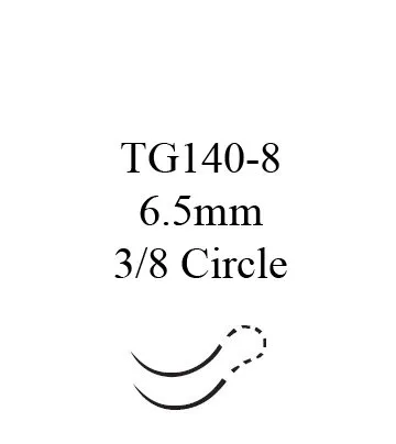 J & J Healthcare Systems - 1735G - Absorbable Suture With Needle Plain Gut Tg140-8 3/8 Circle Spatula Needle Size 6 - 0