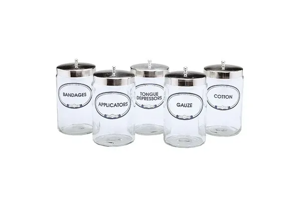 Graham-Field - Grafco - 3454 - Sundry Jar Grafco Glass Transparent Glass Jars, Polished Aluminum Cover 4.25 X 7 Inch