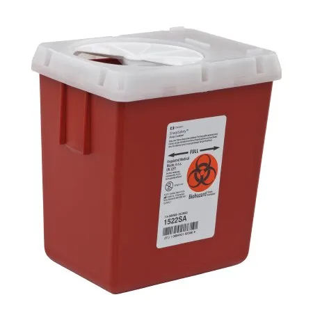 Cardinal - AutoDrop - 1522SA -  Sharps Container  Red Base 7 1/4 H X 6 1/2 W X 4 1/2 D Inch Vertical Entry 0.55 Gallon