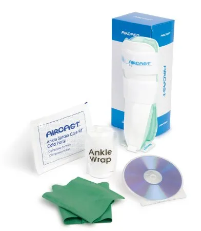DJO - Ankle Sprain Care Kit - 02BLK - Ankle Sprain Management Kit Ankle Sprain Care Kit Includes: Medium Air-stirrup* Ankle Brace For Left Ankle, Ankle Wrap, Cold Pack, Exercise Band, Instructional Dvd And Booklet