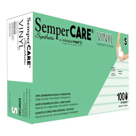 Sempermed USA - Sempermed Synthetic - EVNP102 - Exam Glove Sempermed Synthetic Small Nonsterile Vinyl Standard Cuff Length Smooth Clear Not Rated