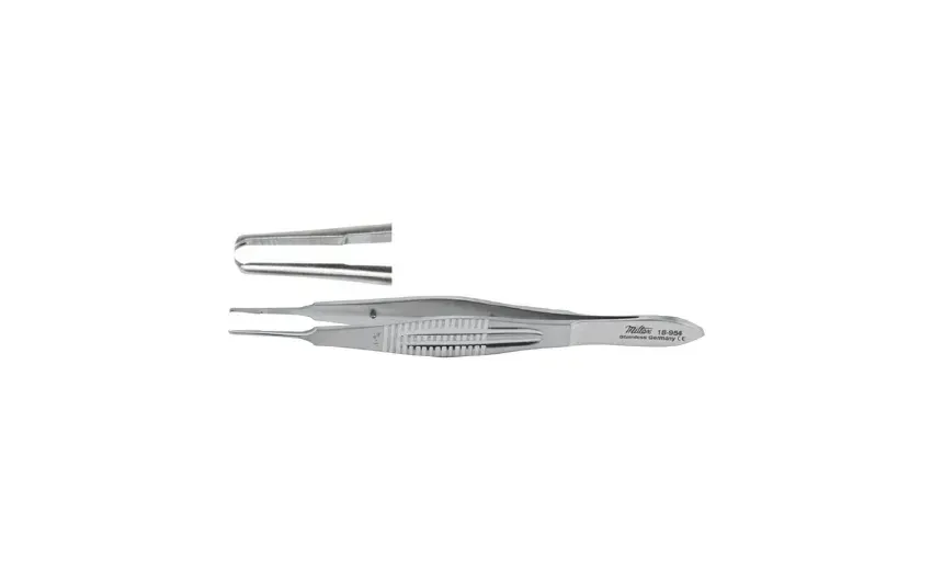 Integra Lifesciences - Miltex - 18-954 - Suture Forceps Miltex Castroviejo 4 Inch Length Or Grade German Stainless Steel Nonsterile Nonlocking Thumb Handle Straight Serrated Tips With 1 X 2 Teeth