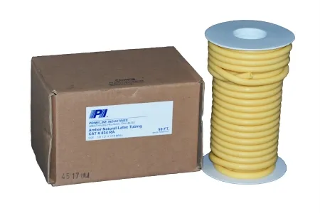 Primeline Industries - 034RA - General Use Connector Tubing 50 Foot Length 0.25 Inch I.d. Nonsterile Without Connector Amber Smooth Ot Surface Natural Latex Rubber