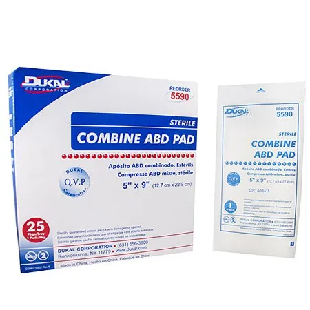 Dukal - From: 5590 To: 5944  Abdominal Pad  5 X 9 Inch 1 per Pack Sterile 1 Ply Rectangle