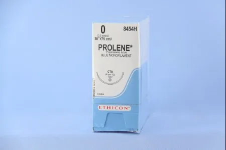 J & J Healthcare Systems - Prolene - 8454h - Nonabsorbable Suture With Needle Prolene Polypropylene Ctx 1/2 Circle Taper Point Needle Size 0 Monofilament