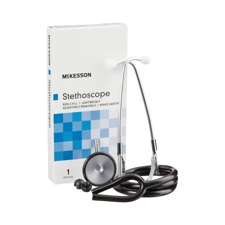 McKesson - 01-660BKGM - Classic Stethoscope McKesson Black 1-Tube 21 Inch Tube Single Head Chestpiece