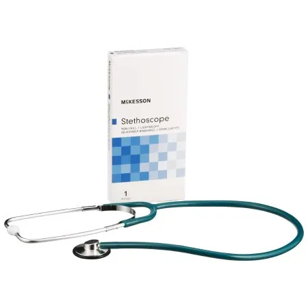 McKesson - 01-660TLGM - Classic Stethoscope McKesson Teal Blue 1-Tube 21 Inch Tube Single Head Chestpiece
